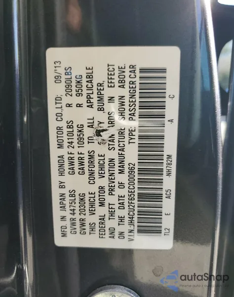 2014 Acura Tsx Tech из США, поврежденный, VIN JH4CU2F65EC000962